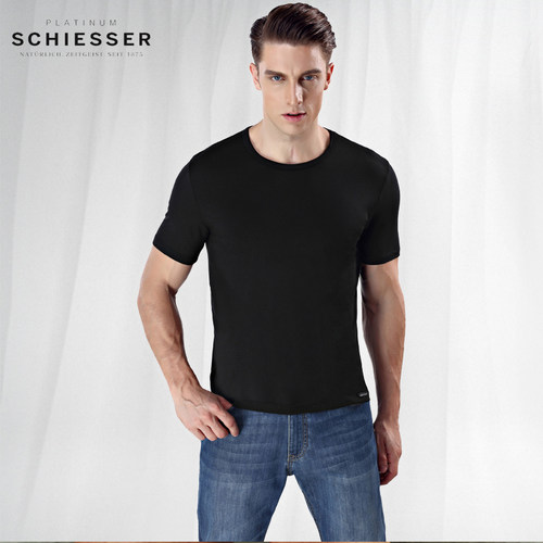 Schiesser/德国舒雅黑标铂雅男士超细莫代尔T恤打底汗衫E5-0137M