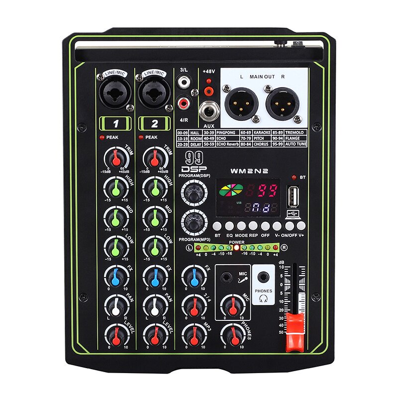 专业4路小型直播声卡调音台mixer99DSP混响USB蓝牙户外混音效果器