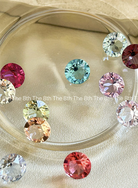 小八1：1还原华子8mm尖底圆钻冰透底水晶彩色美甲钻堆钻超闪圆形