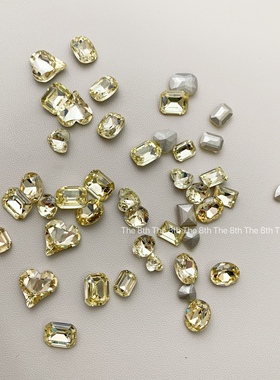 小八私藏高品质K9美甲钻超闪黄色合集网红水晶指甲饰品堆钻尖底