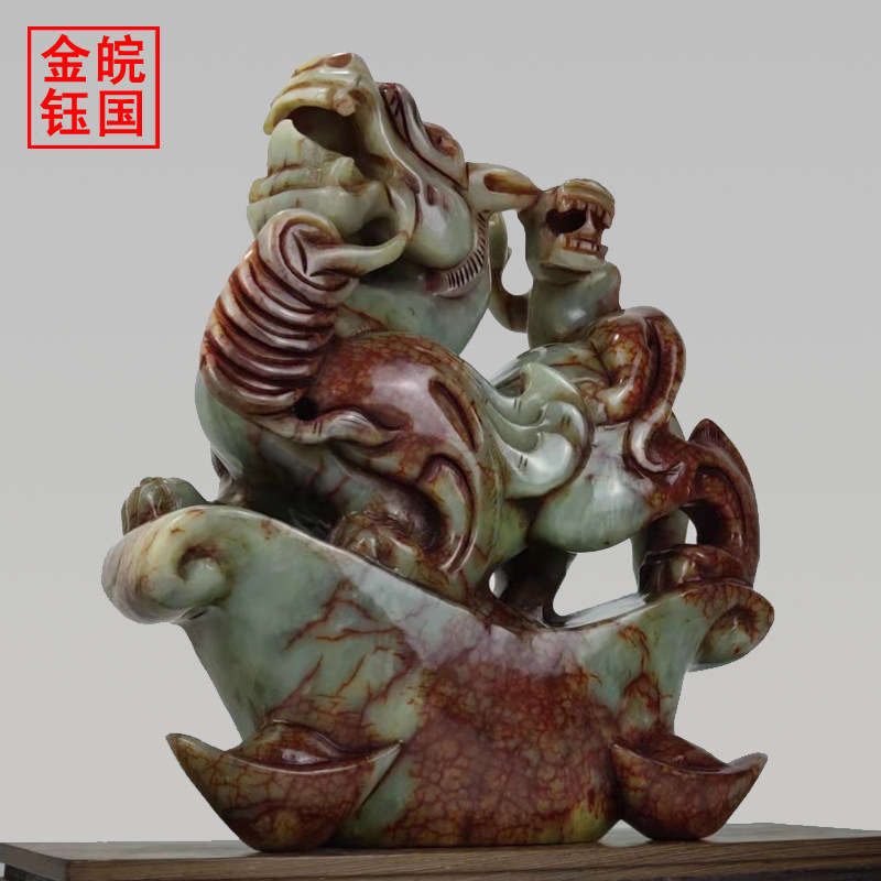 26CM玉石貔貅摆件招财办公室客厅玄关博古架高端富贵装饰品工艺品