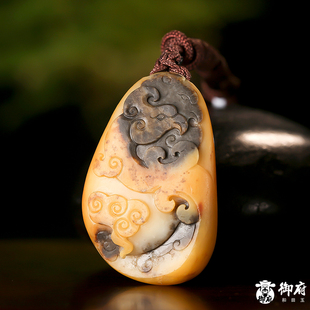 【御府】新疆和田玉褐皮黄玉籽玉挂件 凤凰和鸣 18.6克