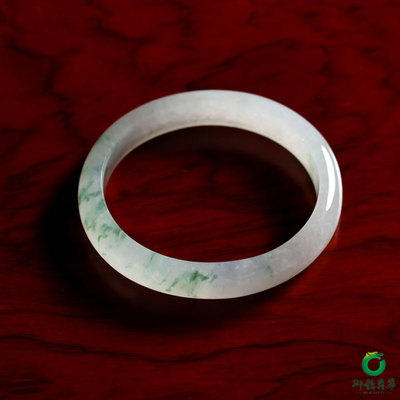 【御府】缅甸翡翠A货冰种飘花 贵妃镯 内径54mm 37.1克