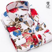 男士 休闲衬衣修身 长袖 春夏新款 印花衬衫 青春流行潮流时尚 打底寸衫