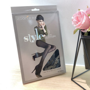 袜防勾丝加棉裆春秋 A8016姿多美60D立体花纹丝袜黑色提花图案连裤