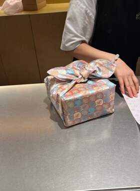 中秋月饼包布水蓝奔兔提花风吕敷包装布便当包裹布礼盒甜品包袱巾
