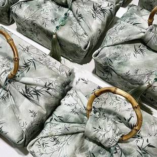 布艺中式风吕敷端午粽子中秋结婚方巾雪花苏绿豆糕包裹布70