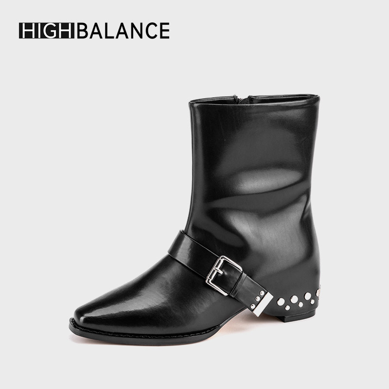 HIGHBALANCE2025新款6688316法式时尚低跟短靴B