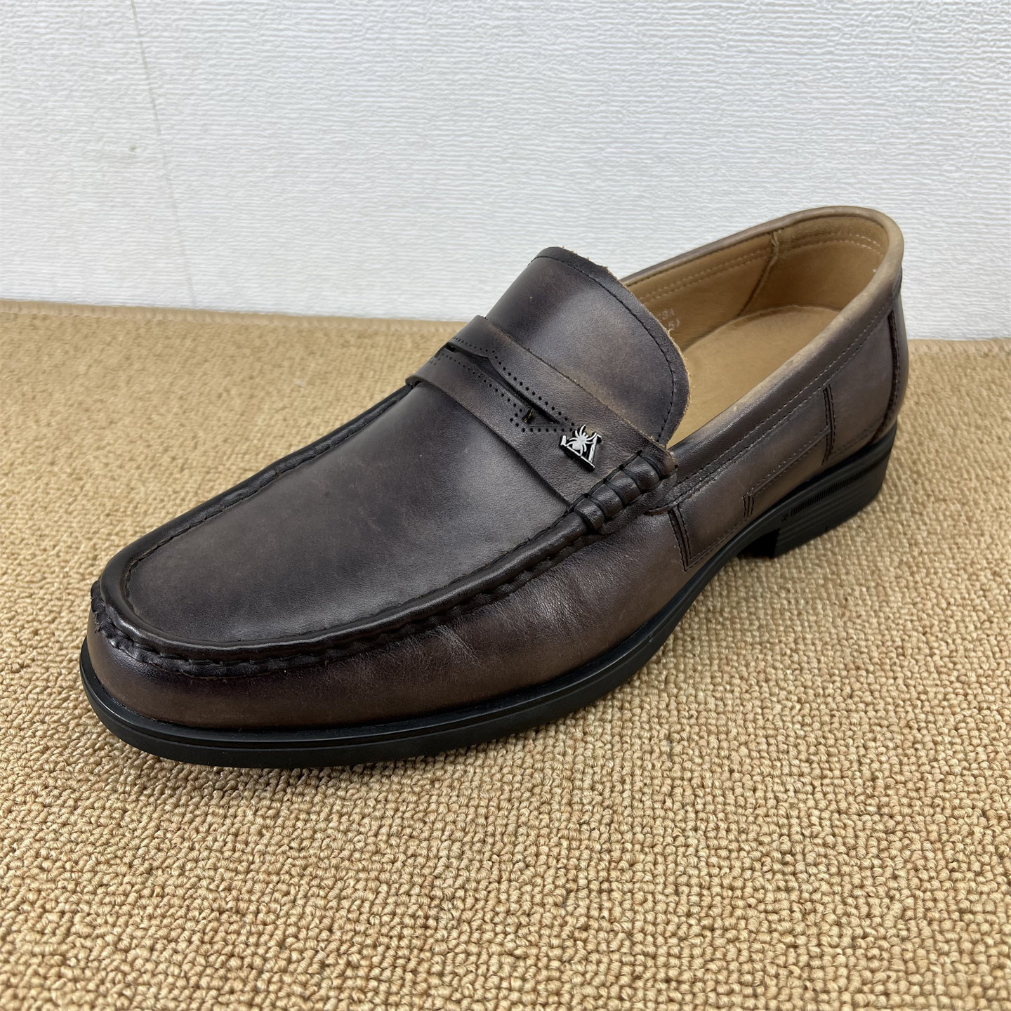 头层牛皮男士乐福鞋一脚蹬商务休闲皮鞋透气软底懒人鞋深棕色日常,流行男鞋,休闲皮鞋,淘宝优惠券,粉丝福利购,淘宝优惠卷