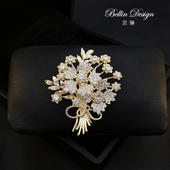 时尚 饰胸花3700 配饰品女别针固定衣服装 大气 发财树胸针高档西装