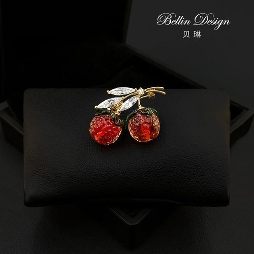 复古油画风荔枝胸针女高档精致百搭水果别针胸花可爱卡通配饰5960