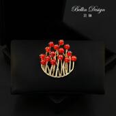 平安喜乐红色珊瑚胸针女高档西装 别针礼服配饰品毛衣胸花领针5912
