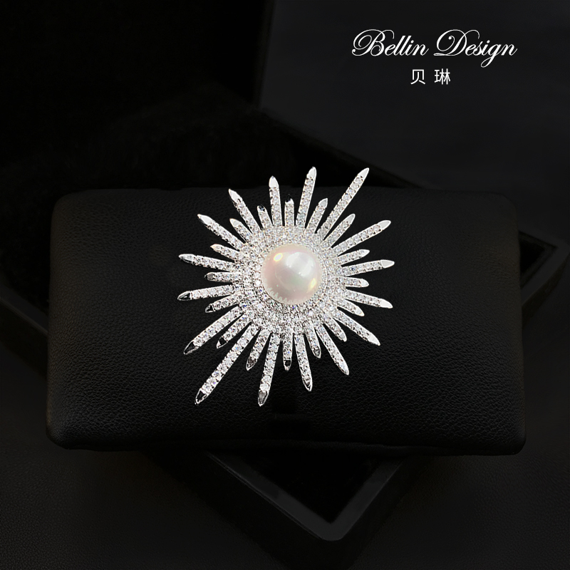 贝琳高端满钻闪耀太阳装饰品胸针
