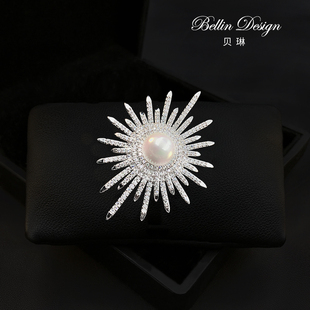 贝琳定制高端满钻胸针闪耀太阳花时尚 饰品胸花3620 别针配饰衣服装