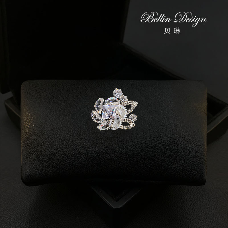 银色花朵设计感胸针女衬衫衣领防走光扣配饰领针磁吸不伤衣服5657