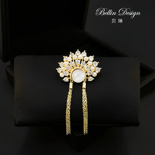 国粹经典刀马旦胸针女旗袍流苏配饰开衫毛衣别针西服国风胸花5953