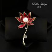 配饰莲花别针固定衣服装 个性 设计感荷花胸针高档女西装 饰品5130