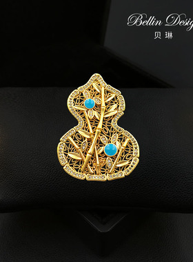 新中式国风葫芦胸针女西服配饰胸花西装领针竹子设计开衫别针5973