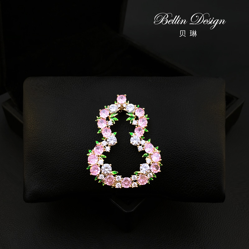 《葫蔓承福》粉色胸针