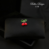 红色樱桃防走光小胸针配饰迷你可爱日系v领口神器扣衣领装 饰3539