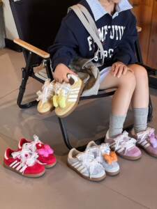 2026春季新款儿童鞋子德训鞋女童板鞋真皮休闲鞋公主鞋软底蝴蝶结