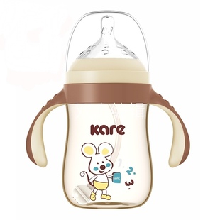 可儿Kare PPSU材质60广口径带把手带吸管奶嘴新生奶瓶300ml