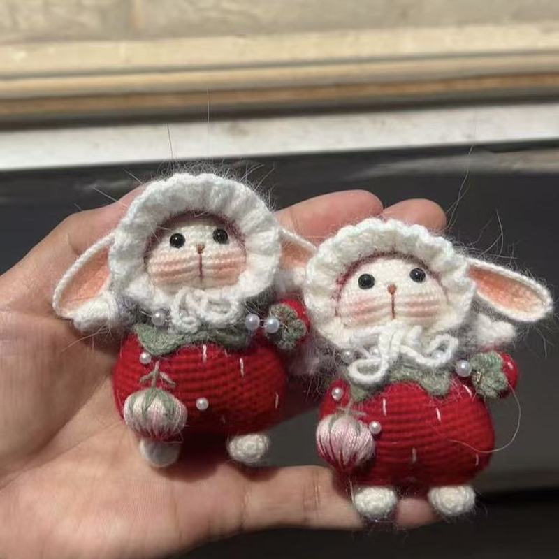 手工编织可爱糖糖兔玩偶diy材料包毛线钩针公仔玩具钥匙扣包挂件
