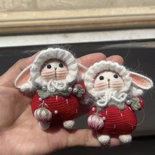 手工编织可爱糖糖兔玩偶diy材料包毛线钩针公仔玩具钥匙扣包挂件