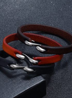 men's bracelet 时尚简约欧美男士摇滚真皮手链