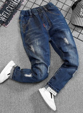 男童牛仔裤秋季10岁男孩裤子11宽松12直筒13中大童14春秋15初中生