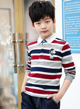 男童长袖t恤2025新款男童polo衫春秋儿童秋装上衣男孩打底衫纯棉9