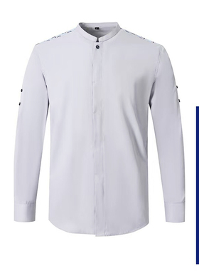 大码工装立领瑞辛工作服长袖衬衫男女同款咖啡春秋款短袖小鹿奶茶