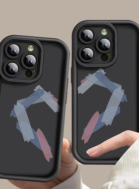 一对情侣款手机壳新款原创任意机型适用苹果17promax华为iPhone16简约耐脏小米15黑色系vivo硅胶冷淡ins风14