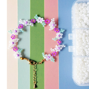 【凝露紫珠】DIY手链材料包 手工自制女孩礼物米珠串珠小花送教程