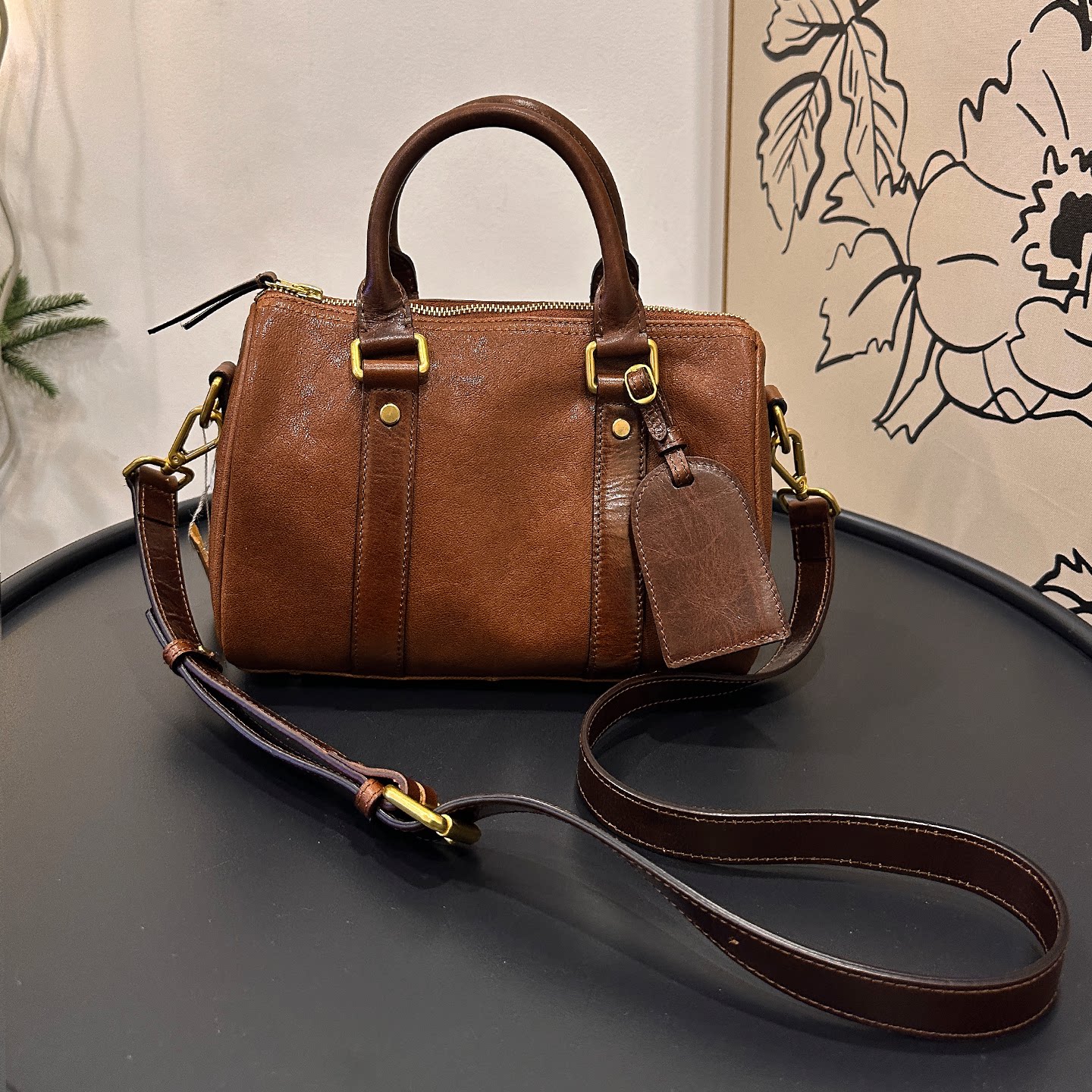 格林植鞣牛皮包包女新款女士保龄球包枕头包单肩斜挎包真皮女包小