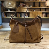 格林女包头层麂皮牛皮秋冬包包女款 托特包腋下包真皮hobo包女包