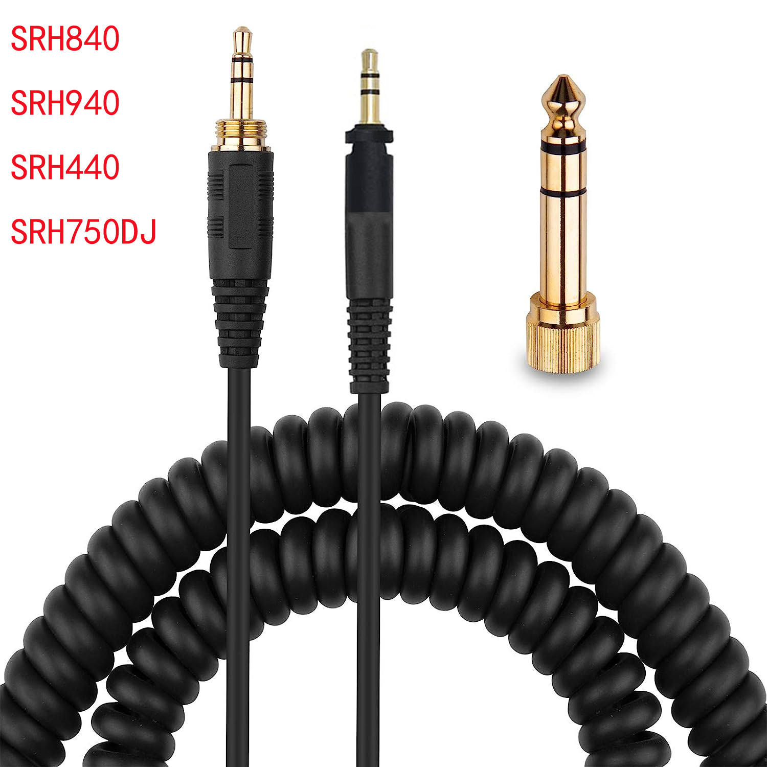 适用舒尔SRH440/840/940耳机线 弹簧耳机线 配 6.5插头替换维修线