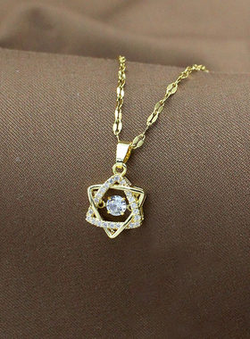 艾妮希菲六芒星金色镶钻项链