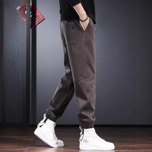 卫裤 时尚 秋冬季 男潮牌宽松抽绳束脚裤 子 高端深棕色美式 休闲运动裤