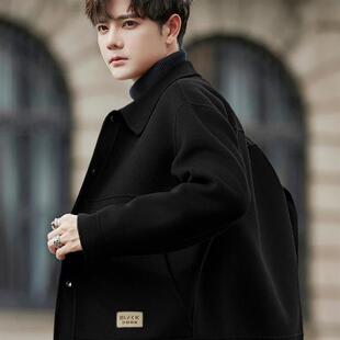 双面羊毛呢大衣男士2025秋冬季短款妮子夹克高级感冬装翻领外套春