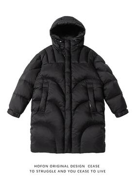 296g特高充90白鸭绒加厚中长款情侣羽绒服男冬季抗寒保暖长款外套