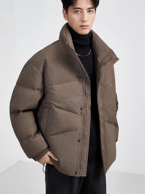 黑择明男士高级肌理感羽绒服冬季新款韩版潮流短款保暖加厚外套