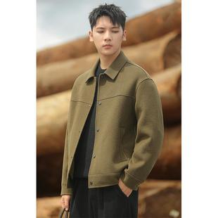 毛呢外套男士2025秋冬季新款双面高端大衣短款休闲羊毛呢子夹克绒