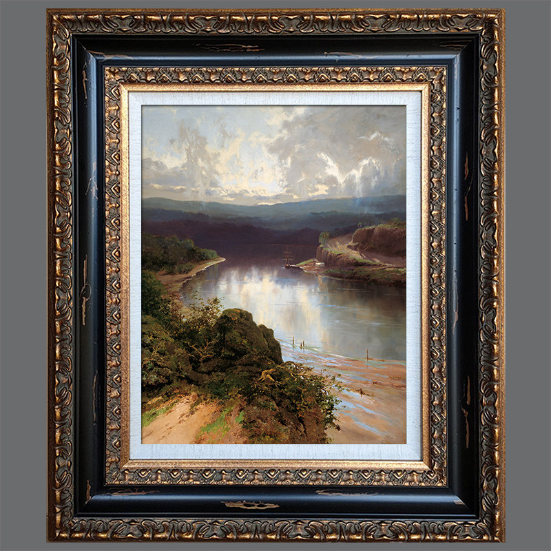 仿古金加黑色带金色斑纹油画装裱框实木画框定制尺寸照片外框