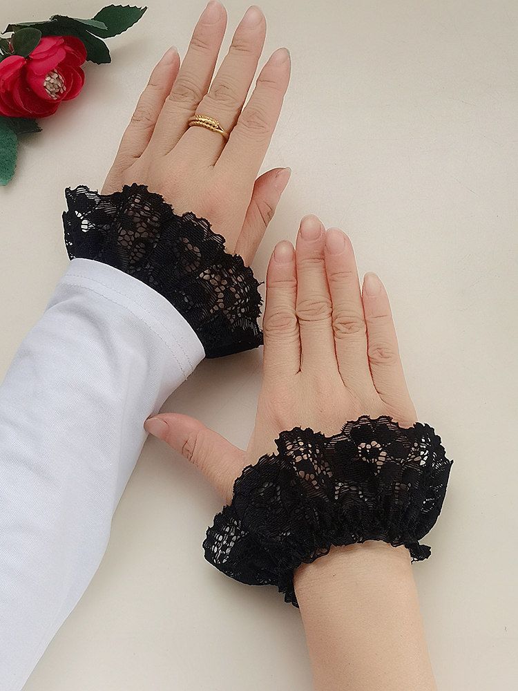 PETITE EMBELLISHED SWEATER SWEATER SWEATER UNDERNEATH WOMENS FAKE SLEEVES LACE FAKE CUFFS BLACK SLEEVES SLEEVES FASHIONABLE