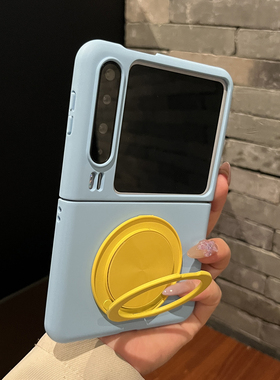 【高级感】磨砂蓝色圆形支架适用华为purax手机壳pocket2两件套p50折叠novaflip潮流Vflip2女N3flip硬壳Xflip