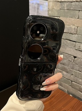 【高级感】波浪陨石纹镭射黑色闪粉适用华为pocket2手机壳p50可折叠两件套个性pocketS防摔女款ins简约保护套