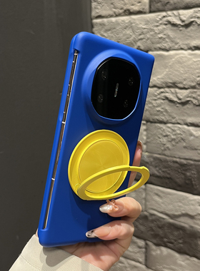 【高级感】肤感折叠两件套深蓝色圆形支架适用华为matex6手机壳X5/X3翻盖防摔mateXT女findN5气质magicV5纯色