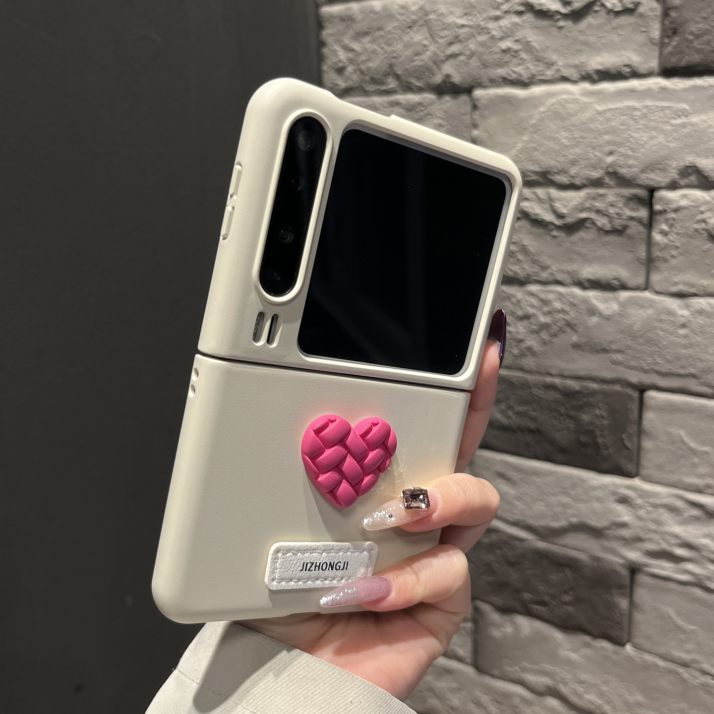 【高级感】折叠硬壳两件套古董白菱格爱心适用华为puraX手机壳p