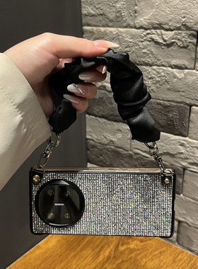 【带手链】ins黑边彩色闪钻方格黑色适用华为matex6手机壳x5可折叠x3全包findN5防摔mateXT女荣耀magicV5外壳